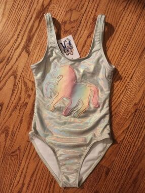 NWT Lola + The Boys Iridescent Unicorn One-Piece Swimsuit, Girls 8
